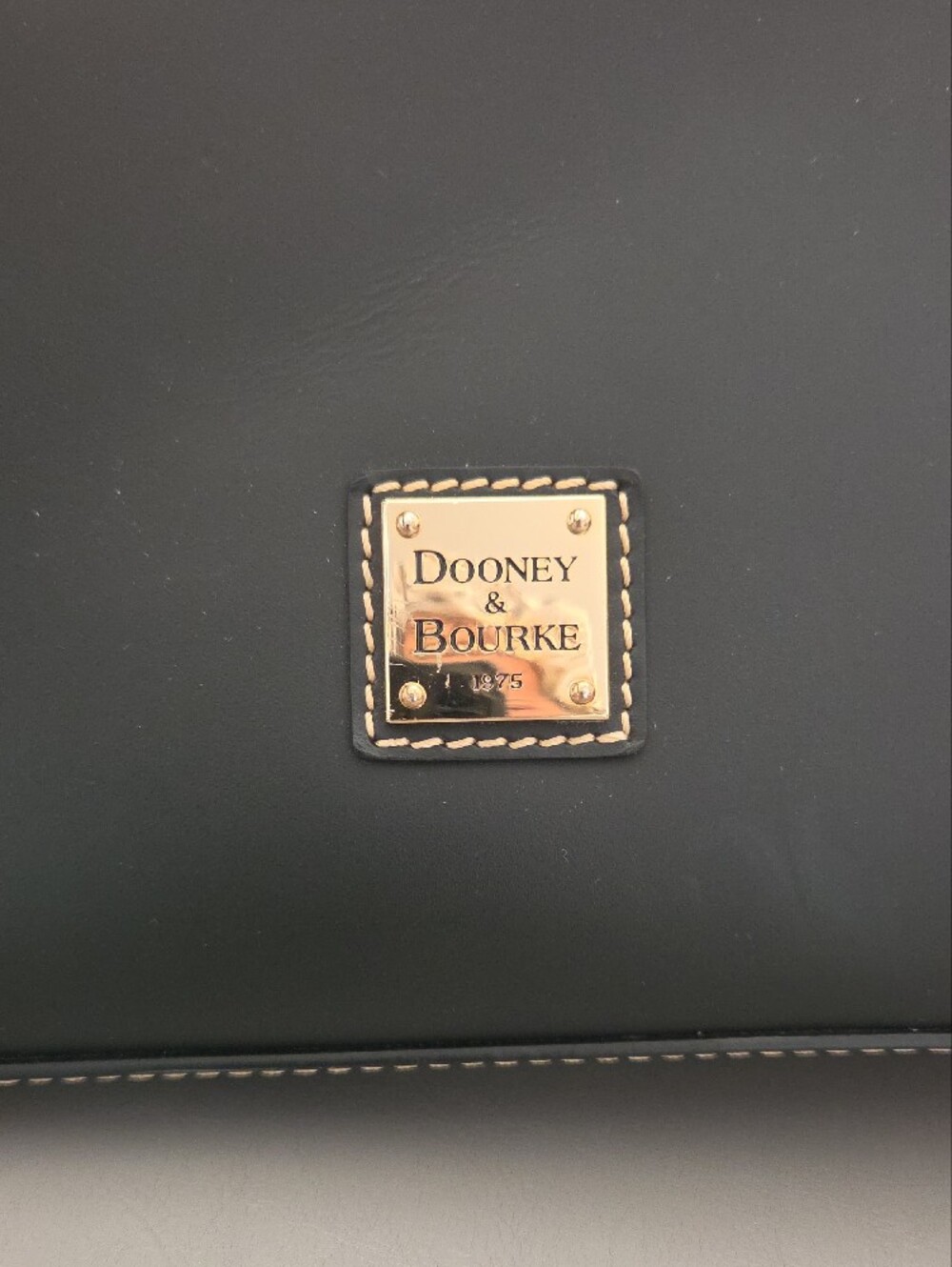 Dooney & Bourke Black Leather Tote with Contrast Stitching - Picture 2 of 9